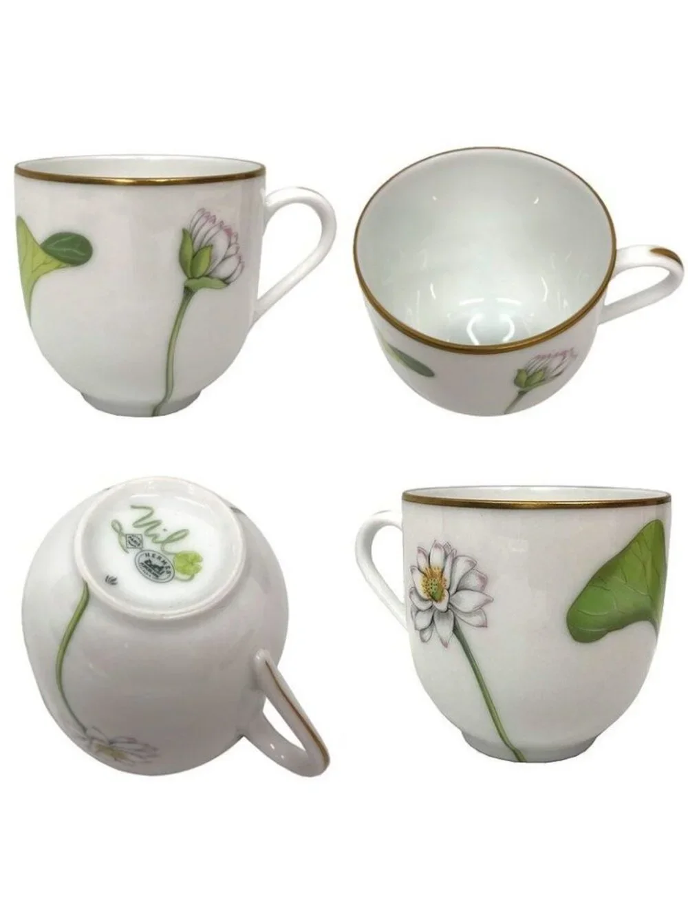 Hermes Nil Garden Of The Nile Demitasse Cups And Saucers C S Pair Set 2